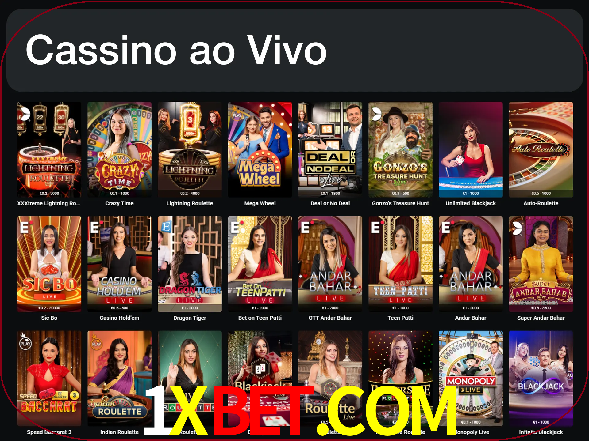 Jogue jogos de cassino com um verdadeiro dealer.